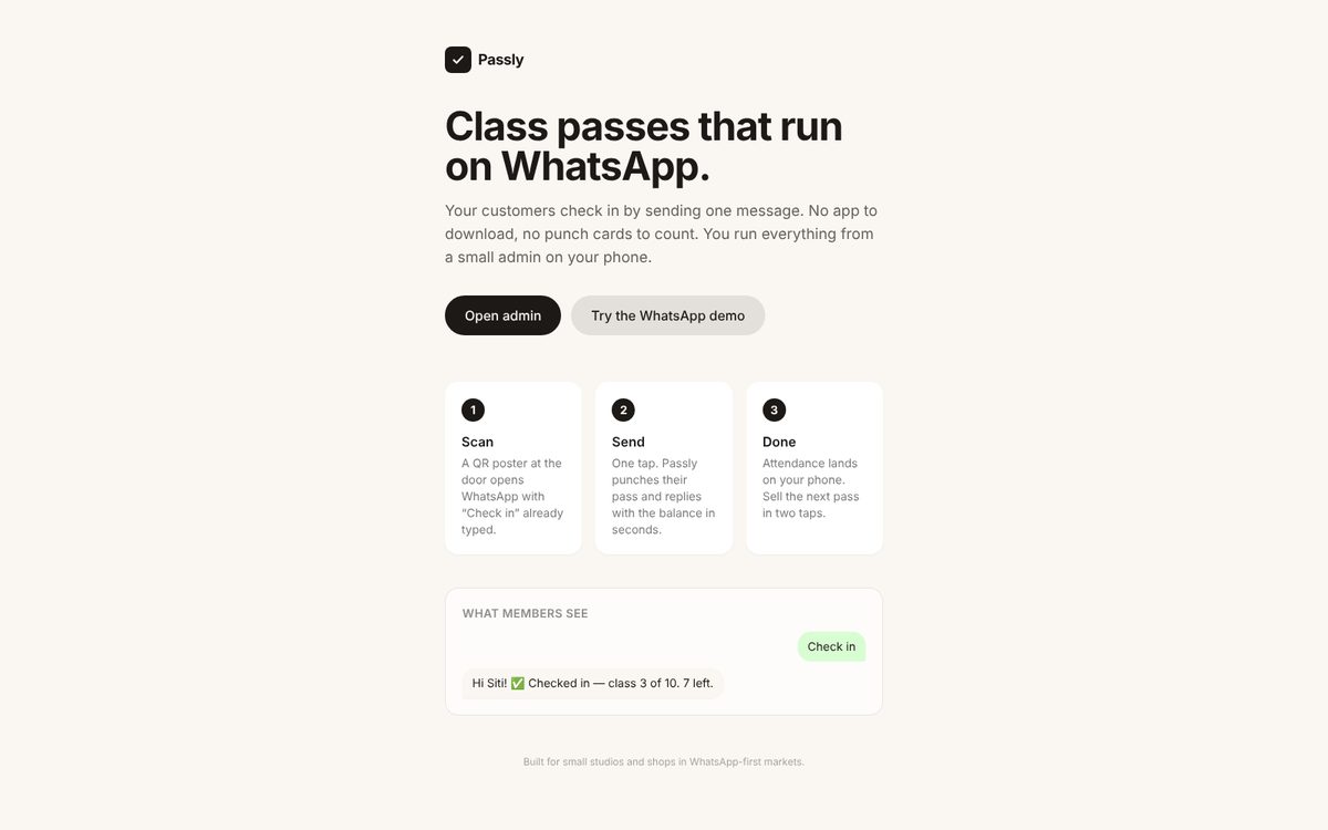 Passly landing page